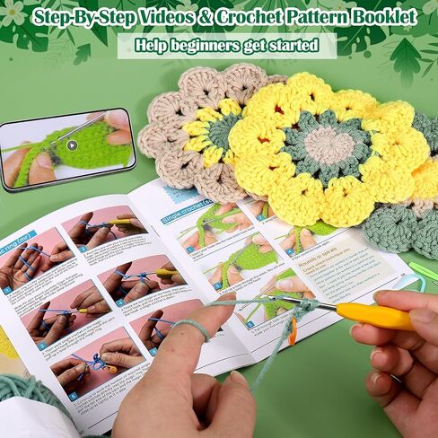 XANGNIER Crochet Kit for Beginners,Crochet Starter Kit with Step-by-Step Video Tutorials and Yarns,Hook,Accessories,Learn to Crochet Kits for Adults and Kid,DIY Arts,Crafts & Sewing Knitting Supplies in Saudi Arabia