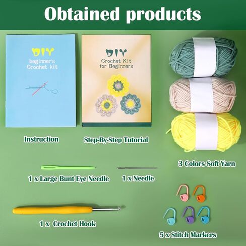 XANGNIER Crochet Kit for Beginners,Crochet Starter Kit with Step-by-Step Video Tutorials and Yarns,Hook,Accessories,Learn to Crochet Kits for Adults and Kid,DIY Arts,Crafts & Sewing Knitting Supplies in Saudi Arabia