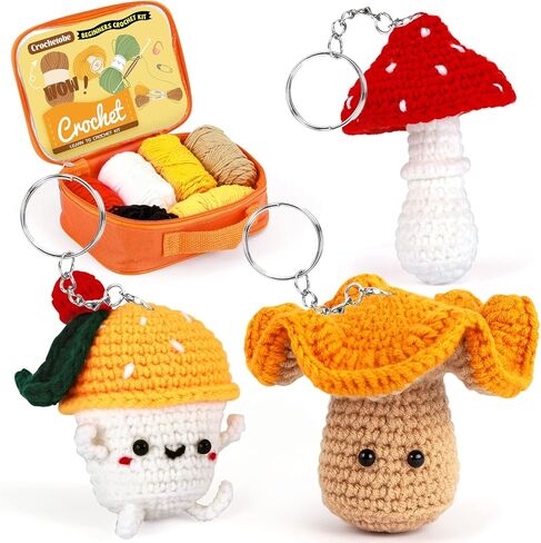 Crochetobe Crochet Kit for Beginners - Mushroom Crochet Kit, Beginner Crochet Kit for Adults with Detailed Tutorials, Complete Crochet Kit for Beginners Adults(Patent Product) in Kuwait
