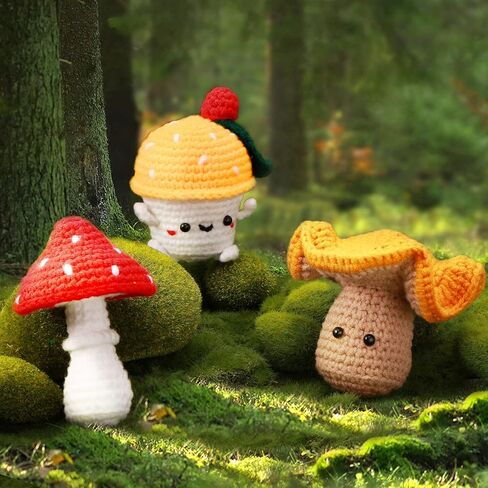 Crochetobe Crochet Kit for Beginners - Mushroom Crochet Kit, Beginner Crochet Kit for Adults with Detailed Tutorials, Complete Crochet Kit for Beginners Adults(Patent Product) in Kuwait