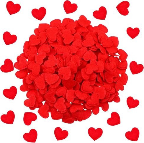 Tatuo 300 Pieces Valentine's Day Felt Hearts Decoration Felt Hearts Stickers Colorful Felt Heart Craft Mini Heart Shapes Decorative Confetti for Wedding Decoration Supplies (Red) in Kuwait