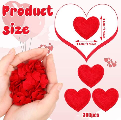 Tatuo 300 Pieces Valentine's Day Felt Hearts Decoration Felt Hearts Stickers Colorful Felt Heart Craft Mini Heart Shapes Decorative Confetti for Wedding Decoration Supplies (Red) in Kuwait