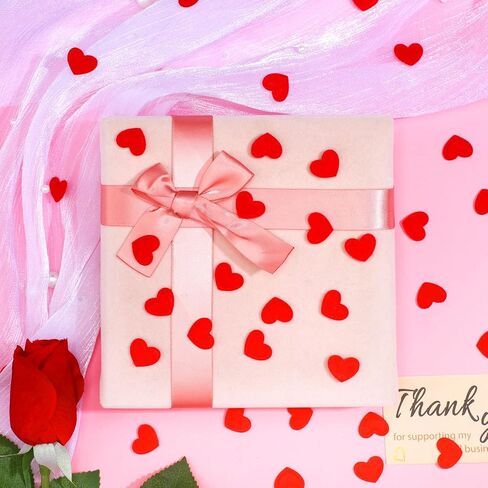 Tatuo 300 Pieces Valentine's Day Felt Hearts Decoration Felt Hearts Stickers Colorful Felt Heart Craft Mini Heart Shapes Decorative Confetti for Wedding Decoration Supplies (Red) in Kuwait