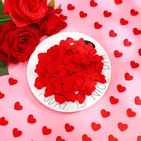 Tatuo 300 Pieces Valentine's Day Felt Hearts Decoration Felt Hearts Stickers Colorful Felt Heart Craft Mini Heart Shapes Decorative Confetti for Wedding Decoration Supplies (Red) in Kuwait