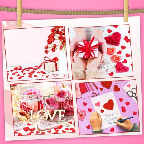 Tatuo 300 Pieces Valentine's Day Felt Hearts Decoration Felt Hearts Stickers Colorful Felt Heart Craft Mini Heart Shapes Decorative Confetti for Wedding Decoration Supplies (Red) in Kuwait