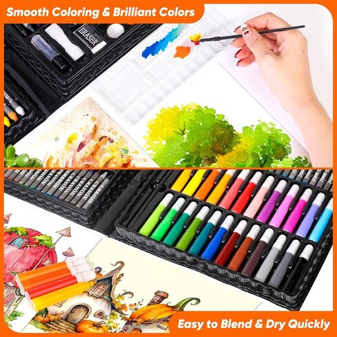 Rocamdo Kids Art Supplies Drawing Kit, 168-Pack Art Set Drawing Sets Coloring Art Kits, Arts and Crafts for Kids Ages 6-8 9-12, Art Supplies for Girls Ages 8-12, Creative Gift Art Box for Kids Adults in Kuwait