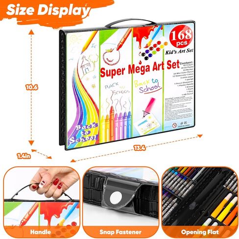 Rocamdo Kids Art Supplies Drawing Kit, 168-Pack Art Set Drawing Sets Coloring Art Kits, Arts and Crafts for Kids Ages 6-8 9-12, Art Supplies for Girls Ages 8-12, Creative Gift Art Box for Kids Adults in Kuwait