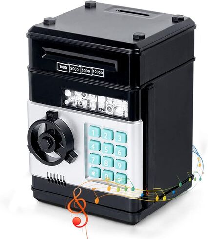 Refasy Piggy Bank Toys for Boys 6 7 8 9 10 11, Money Saving Box Toys Teen Boys Age 8 9 10 11 12 Kids Christmas Birthday Gifts ATM Saving Machine for 5 6 7 8 Black Piggy Bank for Real Money in Kuwait