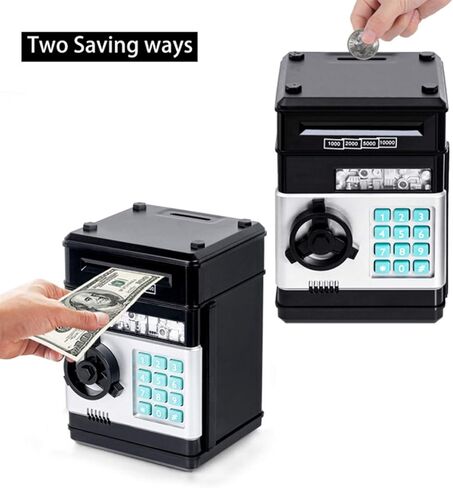 Refasy Piggy Bank Toys for Boys 6 7 8 9 10 11, Money Saving Box Toys Teen Boys Age 8 9 10 11 12 Kids Christmas Birthday Gifts ATM Saving Machine for 5 6 7 8 Black Piggy Bank for Real Money in Kuwait