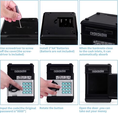 Refasy Piggy Bank Toys for Boys 6 7 8 9 10 11, Money Saving Box Toys Teen Boys Age 8 9 10 11 12 Kids Christmas Birthday Gifts ATM Saving Machine for 5 6 7 8 Black Piggy Bank for Real Money in Kuwait