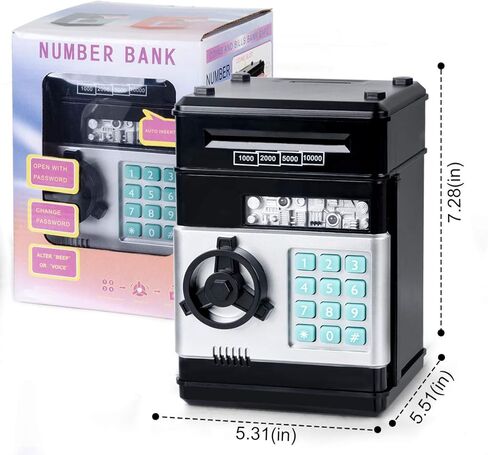 Refasy Piggy Bank Toys for Boys 6 7 8 9 10 11, Money Saving Box Toys Teen Boys Age 8 9 10 11 12 Kids Christmas Birthday Gifts ATM Saving Machine for 5 6 7 8 Black Piggy Bank for Real Money in Kuwait