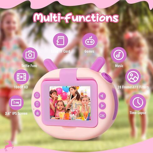 ألعاب كاميرا سيلفي للأطفال من eWonLife شاشة قلاب 180 درجة للأعمار من 3 إلى 12 عامًا للأطفال الصغار، كاميرا فيديو رقمية للأطفال بدقة 1080 بكسل، هدايا عيد الميلاد للأولاد والبنات، بطاقة 32 جيجابايت، قارئ بطاقات، حامل ثلاثي القوائم (أخضر) in Kuwait