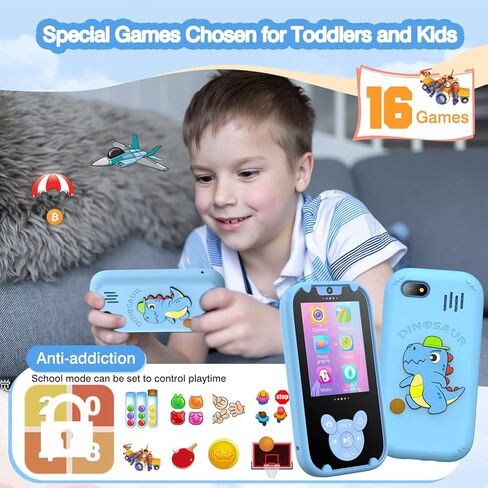 HOFIT Kids Toy هاتف الكاميرا، هدايا عيد الميلاد للأطفال الصغار والأطفال الذين تتراوح أعمارهم بين 1 2 3 4 5 6 7 8 سنوات، لعبة تعليمية تعمل باللمس، مشغل موسيقى MP3 مع كاميرا مزدوجة، هدايا كاميرا للأطفال للأولاد (أزرق) in Kuwait