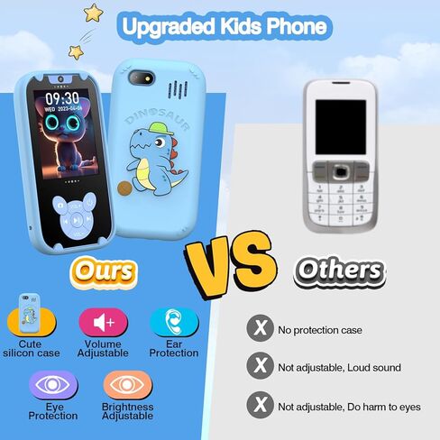 HOFIT Kids Toy هاتف الكاميرا، هدايا عيد الميلاد للأطفال الصغار والأطفال الذين تتراوح أعمارهم بين 1 2 3 4 5 6 7 8 سنوات، لعبة تعليمية تعمل باللمس، مشغل موسيقى MP3 مع كاميرا مزدوجة، هدايا كاميرا للأطفال للأولاد (أزرق) in Kuwait