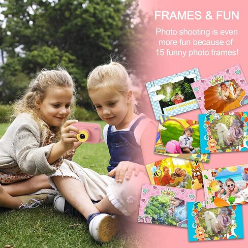 Kids Camera Girl Toys for 3-8 Year Old Girls Children Digital Cameras Shockproof Protection Ideal Christmas Birthday Gifts for 4 5 6 7 8 9 Year Old Girl with 16GB Memory Card by Zayyd Pink in Saudi Arabia