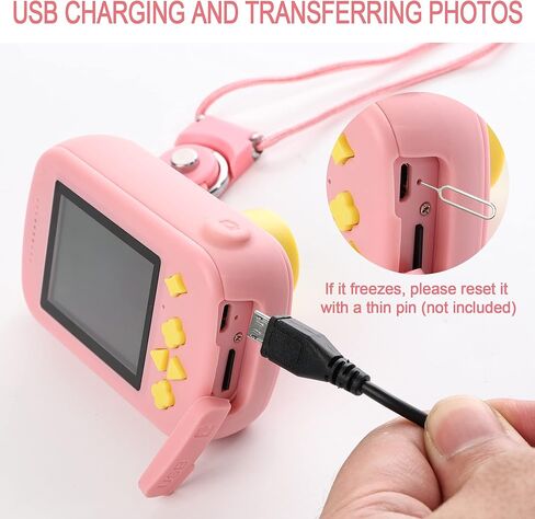 Kids Camera Girl Toys for 3-8 Year Old Girls Children Digital Cameras Shockproof Protection Ideal Christmas Birthday Gifts for 4 5 6 7 8 9 Year Old Girl with 16GB Memory Card by Zayyd Pink in Saudi Arabia