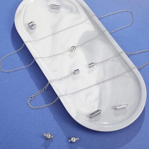 40 قطعة من المجوهرات، وصلات مشبك مغناطيسي دائري للعمود، وصلات سوار مغناطيسية، مشبك قفل مغناطيسي لصنع الاساور والقلائد (فضي) in Kuwait