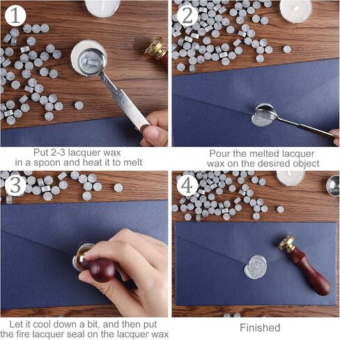 500 Pcs Octagon Sealing Wax Beads Gold Wax Seal Beads with 4 Pcs Tea Candles and 1 Pcs Wax Melting Spoon for Crafts Letter Wine Greeting Cards Sealing in Kuwait