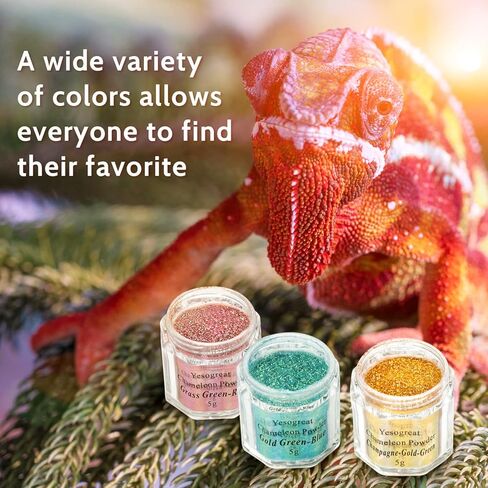 Chameleon Mica Powder, 8*5g Color Shift Mica Powder for Epoxy Resin/Tumbler, Saturated Color Shifting Chrome Pigment Powder for Painting,Slime,Nails in Kuwait