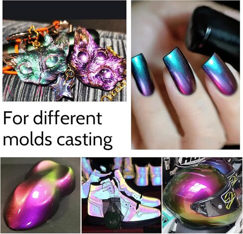 Chameleon Mica Powder, 8*5g Color Shift Mica Powder for Epoxy Resin/Tumbler, Saturated Color Shifting Chrome Pigment Powder for Painting,Slime,Nails in Kuwait