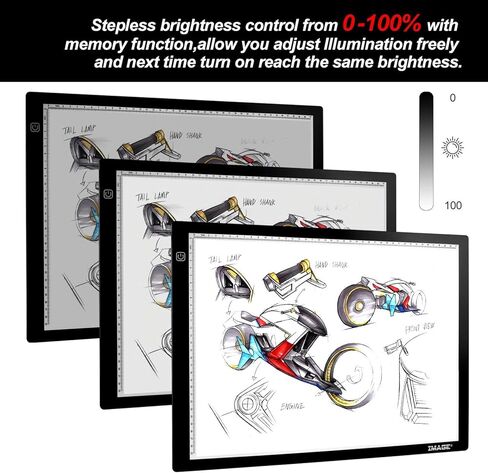 صندوق إضاءة A3، لوحة إضاءة LED مغناطيسية لتتبع الأعمال الفنية، لوحة إضاءة LED رفيعة للغاية تعمل بمنفذ USB وقابلة للتعتيم للرسم الماسي ولوحة الوشم المتحركة والرسم والتصميم وعرض الأشعة السينية بالاستنسل in Kuwait