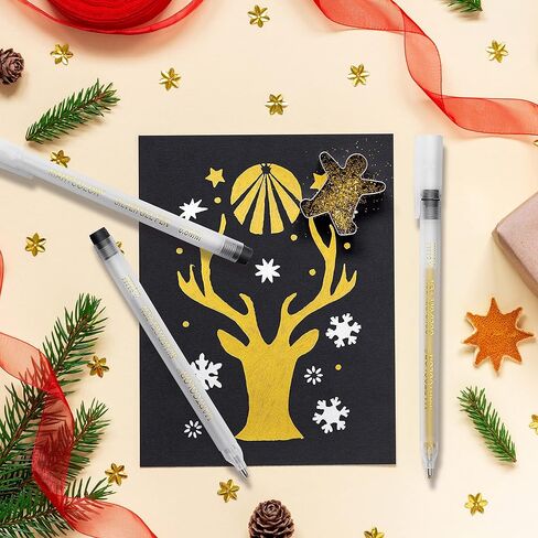 مارتكلر مجموعة اقلام جل معدنية ذهبية وفضية لامعة 0.8 ملم، اقلام حبر جل ارشيفية للفنانين، للرسم الورقي الاسود والرسم والتوضيح، عبوة من 6 قطع in Kuwait