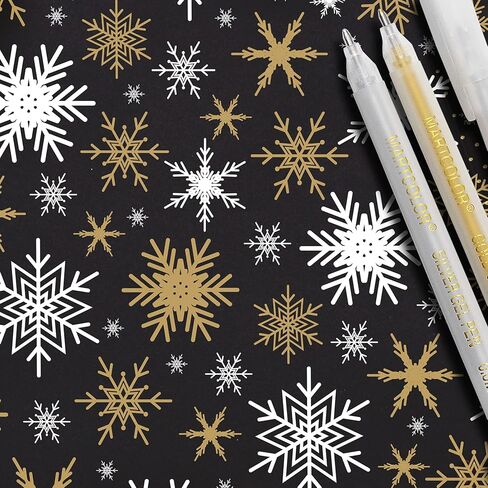 مارتكلر مجموعة اقلام جل معدنية ذهبية وفضية لامعة 0.8 ملم، اقلام حبر جل ارشيفية للفنانين، للرسم الورقي الاسود والرسم والتوضيح، عبوة من 6 قطع in Kuwait