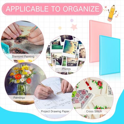 Jetec 60 صفحة 2 قطعة A2 كتاب تخزين اللوحة الماسية تخزين الفن الماسي محفظة اللوحة الماسية 60 مشاهدة 17.8 × 24.2 بوصة حافظة مجلد فنية مع واقي الأكمام، أزرق، وردي in Kuwait