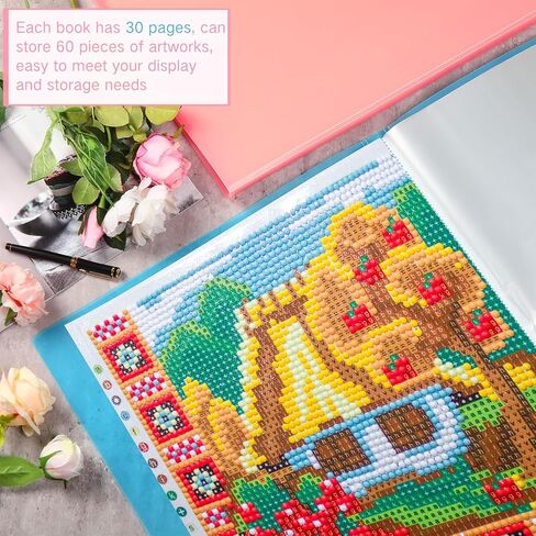 Jetec 60 صفحة 2 قطعة A2 كتاب تخزين اللوحة الماسية تخزين الفن الماسي محفظة اللوحة الماسية 60 مشاهدة 17.8 × 24.2 بوصة حافظة مجلد فنية مع واقي الأكمام، أزرق، وردي in Kuwait