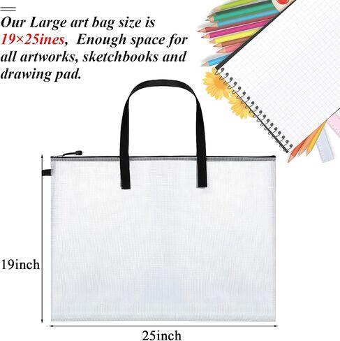 Frienda 10 Pieces Portfolios Bags 19 x 25 Inches Waterproof Portfolios Bag Posters Storage Bags Supply Bags with Zipper and Handle for art Artworks, Bulletin Boards, Charts and Teaching Material in Saudi Arabia