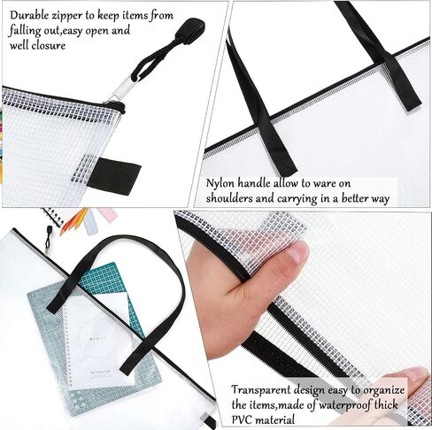 Frienda 10 Pieces Portfolios Bags 19 x 25 Inches Waterproof Portfolios Bag Posters Storage Bags Supply Bags with Zipper and Handle for art Artworks, Bulletin Boards, Charts and Teaching Material in Saudi Arabia