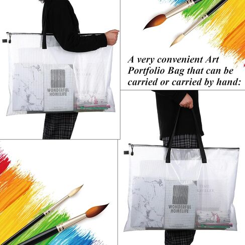 Frienda 10 Pieces Portfolios Bags 19 x 25 Inches Waterproof Portfolios Bag Posters Storage Bags Supply Bags with Zipper and Handle for art Artworks, Bulletin Boards, Charts and Teaching Material in Saudi Arabia