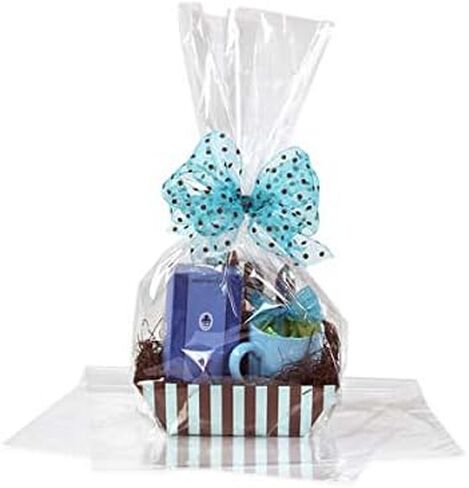 A1 Bakery Supplies 10 Pack BOPP Clear Cello Cellophane Bags Gift Basket Package Flat Gift Bags BOPP Bags (Flat, 9 x 20) in Saudi Arabia
