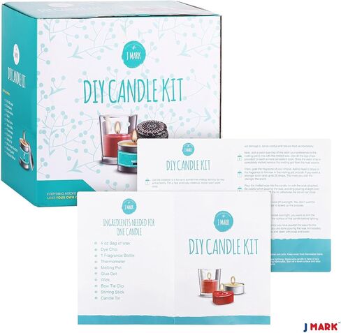 طقم صنع الشموع للبالغين - 22 قطعة، جميعها تتضمن علبتين لشمعة مزخرفين، وشمع صويا وصبغات، و1 زيوت عطرية، و5 فتيل قطنية، ووعاء إذابة، وحامل فتيل، وصباغتين اللونيتين - فن وحرف يدوية in Kuwait