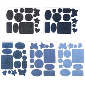 Denim Patches Iron on Patches Jean Patches for Jeans Inside and Outside Clothing Hole Repairing and Decoration (10 Sheets Assorted Colors, Denim-Iron on-2)