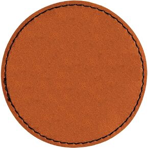 Round Laserable Leatherette Patch with Adhesive, Blank Hat Patches, Glowforge Laser Supplies, Faux Leather, 10 Pack (3", White)