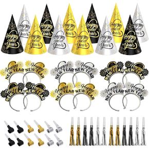 48 قطعة من لوازم حفلات ليلة رأس السنة الجديدة من ديكولايف 2024 تخدم 24 قطعة، عصابات رأس تيارا، قبعات مخروطية، أدوات صنع الضوضاء متضمنة، ديكورات سنة جديدة سعيدة للأطفال والكبار in Kuwait