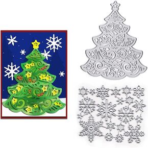Christmas Trees Elk Die Cuts for Card Making, 3D Xmas Snowflake Cutting Dies Winter Forest Animals Dies Embossing Template for Scrapbooking DIY Cards Album Crafts Supplies (7.87x4.65inch)