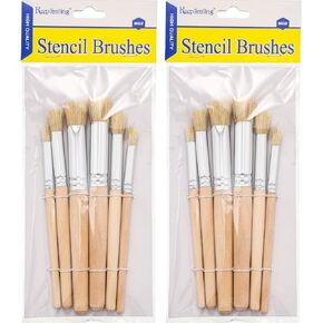 Wooden Stencil Brushes Natural Stencil Bristle pens Dome Art Painting pens Wood Template Brush for Acrylic Oil Watercolor Art Painting DIY Crafts Card Making Supplies, 3 Sizes