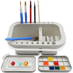 انيموكز حوض فرشاة الطلاء، حوض فرشاة الطلاء متعدد الاستخدامات مع حامل فرش، منظف فرشاة الطلاء للالوان المائية والطلاء الزيتي والطلاء المائي (رمادي) in Kuwait