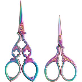 Embroidery Scissors, Stainless Steel Sharp Tip Scissors, Thread Scissors DIY Tools for Embroidery, Craft, Needle Work, Art Work & Everyday Use, Gold, 4 Pcs, 3.6"*2+4.5"*2