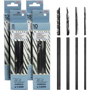 MyLifeUNIT Willow Charcoal Sticks, 4 Pack Vine Charcoal Pencils for Artists Drawing (48 PCS)