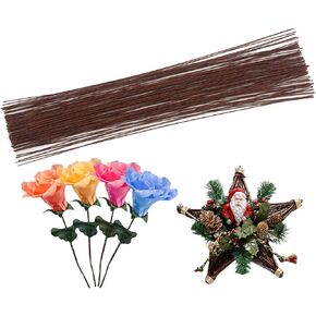 22 Gauge 100 Counts Floral Paper Wrapped Wire 14 Inch Wire for Flower Arrangements DIY Bouquet Handcrafts Wood Flowers (Dark Brown) in Saudi Arabia