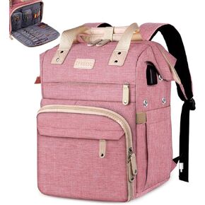 ELLESTAZ Knitting Bag Backpack, Crochet Bag Organizer, Large Yarn Crochet Project Bag with USB Port, Travel Yarn Storage Tote Holder for Knitting Needles Hooks Accessories, Gifts for Crocheters, Pink in Kuwait