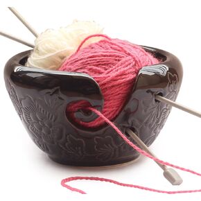 Festive Deals - Ceramic Yarn Bowls 6 X4 Inch Handmade Yarn Holder Decorative Knitting Bowl for Knitters Crochet Lovers by ABHANDICRAFTS (Black) in Kuwait