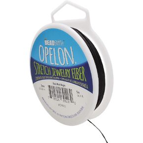 The Beadsmith Opelon Cord, Stretch Jewelry Fiber, Black color .7mm diameter, 5 meter spool, for jewelry making