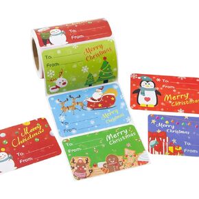 200Pcs Gift Tags for Christmas Holiday Tags Self Adhesive Christmas Stickers Perforated Christmas Decoration