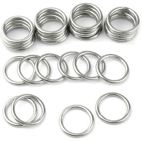 Hamineler 30 PCS Welded Stainless Steel O-Ring Welded Round Rings for Camping Belt, Dog Leashes, Luggage Accessories (3mm×15mm ID)