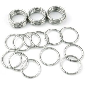 Hamineler 30 PCS Welded Stainless Steel O-Ring Welded Round Rings for Camping Belt, Dog Leashes, Luggage Accessories (3mm×15mm ID) in Kuwait