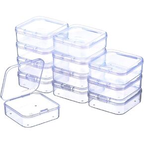 Duo&Gole 12 قطعة من حاويات تخزين الخرز البلاستيكي الشفاف مع أغطية قابلة للطي للعناصر حبوب منع الحمل نتائج المجوهرات حبة صغيرة (2.2 × 2.2 × 0.82 بوصة) in Kuwait